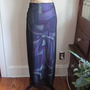 90s/Y2K Vintage Orchid Black & Purple Mesh Pencil Skirt Size M PullOn Whimsigoth